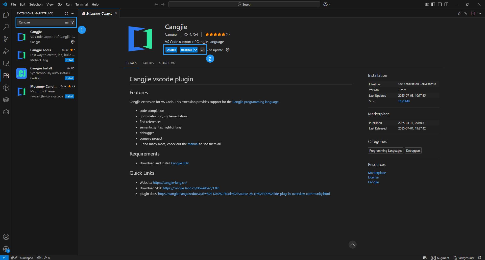 VSCode插件安装示意图